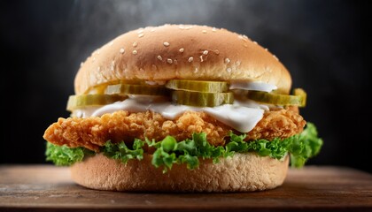 Crispy Chicken Burger with Lettuce and Mayo