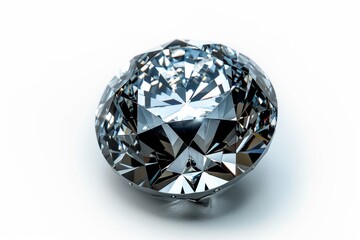 Fototapeta premium Brilliant cut diamond sparkling under bright light on a smooth surface showcasing its clarity and elegance