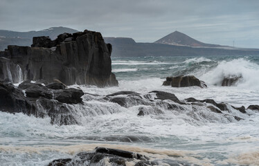 Strong waves in El Puertillo. Arucas seascape. Gran Canaria. Canary islands. Spain