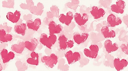 A Heartfelt Collection of Hand-Painted Pink Hearts on a White Background