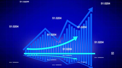 Abstract business graph icon animation background. Business Financial Growing Business Income And Earnings. upward trending financial graph and data visualization
