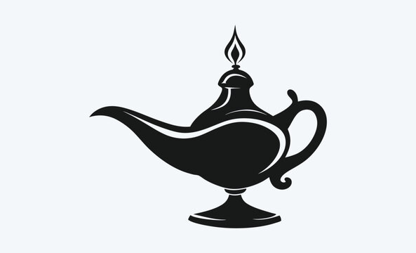 recommend clip art: Aladdin lamp silhouette, printAladdin lamp silhouette black vector, aladdin lamp icon, black Vector illustration 