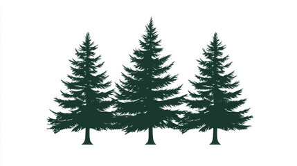 Fototapeta premium Tree outdoor travel green silhouette forest badge coniferous natural badge tops line spruce vector.