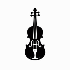 Obraz premium very simple flat and minimalist Violin Strings silhouette in black on a white background