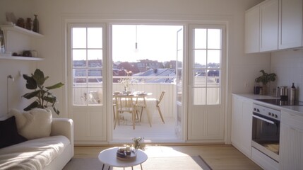 Bright Scandinavian Apartment with Balcony View