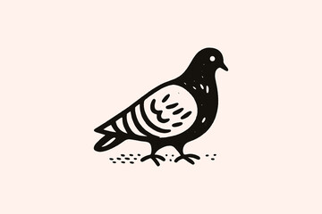Obraz premium Pigeon simple line art vector, minimalistic hand-drawn illustration