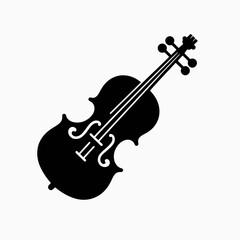 Obraz premium very simple flat and minimalist Violin Bow silhouette in black on a white background