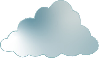  A stylized cloud-shaped mirror with a soft metallic sheen, reflecting light in a subtle gradient of blue and silver tones. The edges are slightly outlined, giving it a delicate yet modern aesthetic