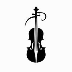 Fototapeta premium very simple flat and minimalist Violin Bow silhouette in black on a white background