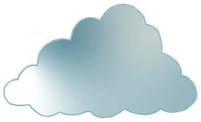  A stylized cloud-shaped mirror with a soft metallic sheen, reflecting light in a subtle gradient of blue and silver tones. The edges are slightly outlined, giving it a delicate yet modern aesthetic