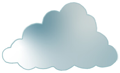  A stylized cloud-shaped mirror with a soft metallic sheen, reflecting light in a subtle gradient of blue and silver tones. The edges are slightly outlined, giving it a delicate yet modern aesthetic