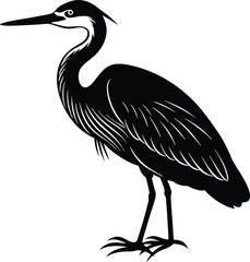 a heron silhouette illustration on white background.