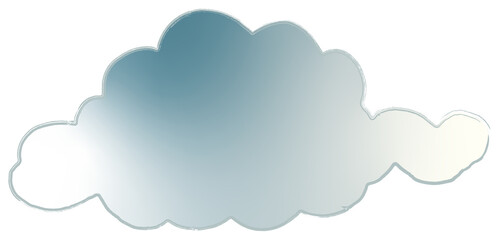 A stylized cloud-shaped mirror with a soft metallic sheen, reflecting light in a subtle gradient of blue and silver tones. The edges are slightly outlined, giving it a delicate yet modern aesthetic. T