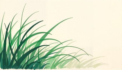 Delicate green grass swaying in the breeze, tranquility in nature