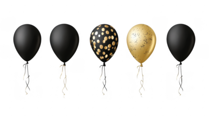 Elegant Black and Gold Balloons for Celebration and Party Decor
