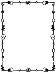 Leaf frame. Floral border frame. Doodle flower border. Hand drawn borders clipart black and white. Spring border png. Educational borders and frames. Teacher school border design. Border frame for kid