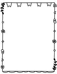 Leaf frame. Floral border frame. Doodle flower border. Hand drawn borders clipart black and white. Spring border png. Educational borders and frames. Teacher school border design. Border frame for kid