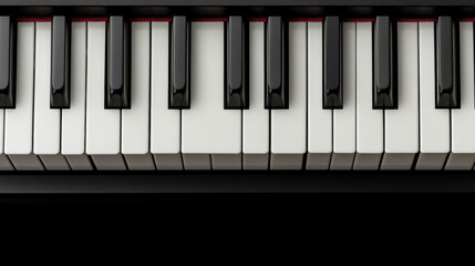 Fototapeta premium Realistic photo of a piano keyboard showcasing black and white keys for a minimalist artistic display