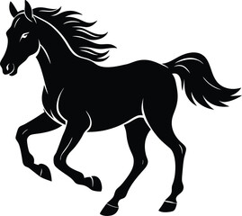 A horse  silhouette illustration on white background.