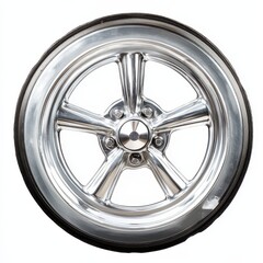 Obraz premium Boat trailer wheel isolated on white background industrial photography