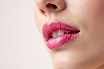 Fototapeta premium Vibrant pink lips highlight beauty skills