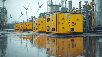 Fototapeta premium Alternative Energy, Wind Turbines and Industrial Electrical Generators
