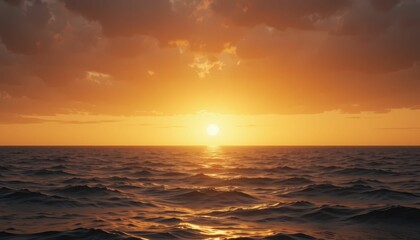 Fototapeta premium Serene Ocean Sunset with Vibrant Colors and Gentle Waves