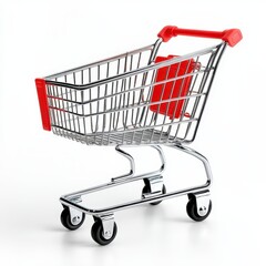 Shopping cart wheel isolated on white background product photography