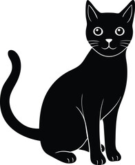a cat face silhouette illustration isolated on white background.