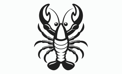 Lobster silhouette, lobster silhouette vector, black and white silhouette, vector and illustration isolated on white background, black silhouette vector 