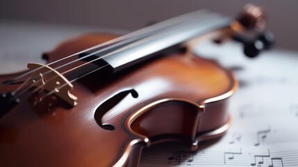 Fototapeta premium Violin on Sheet Music: A Classical Melody