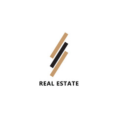 minimalist real estate logo design with abstract geometric elements in brown and black modern and professional branding concept for property construction and architecture businesses