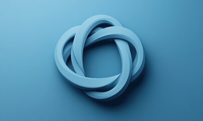 Fototapeta premium Abstract blue intertwined rings on blue background. (3)