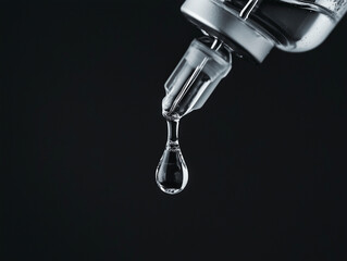 Close-Up of Liquid Drop from Medical Vial