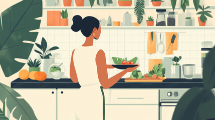 Diet healthy nutrition from nutritionist, loss weight with food meal control vector illustration. Dietitian doctor near dieting plan, health menu lifestyle. Flat dietician character concept.