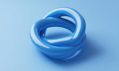 Fototapeta premium Abstract blue intertwined rings on blue background.