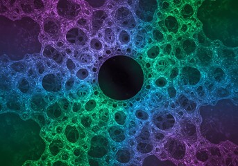 Abstract Purple Green Bubble Network Design. AI Generated