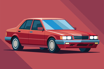 A customizable sedan car is illustrated in a flat design, showcasing its sleek lines and vibrant color, Sedan car Customizable Semi Flat Illustration