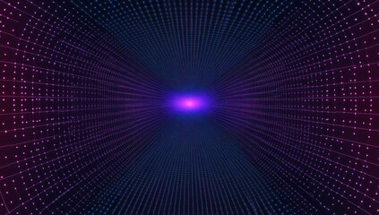 Obraz premium Abstract purple blue data tunnel, digital space background, tech concept