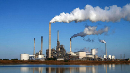 Industry factory vector industrial chimney pollution with smoke in environment illustration set of chimneyed pipe factory with toxic air power energy isolated on white background