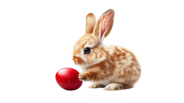 Easter bunny with Easter egg isolated on a transparent background