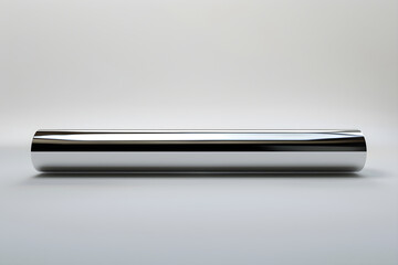 Sleek Polished Metallic Tube Against White Background