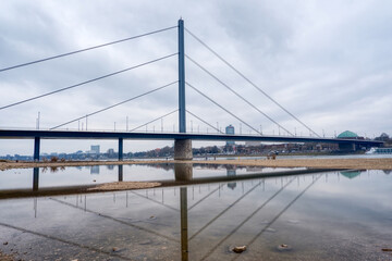 Obraz premium Rheinbrücke von Oberkassel in Düsseldorf