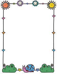 Floral border frame. Doodle flower border. Leaf frame. Hand drawn borders clipart. Spring border png. Educational borders and frames. Teacher school border design. Border frame for kid
