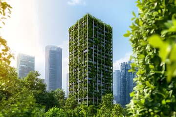 Sustainable Skyscraper in a Lush Green City
