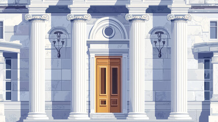 Obraz premium Arch design architecture construction frame seamless pattern background column gate door facade building construction vector illustration.