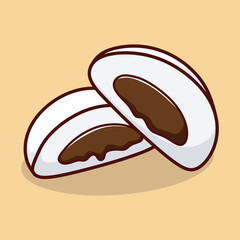 Cute chocolate bakpao illustration hand drawn isolated vector