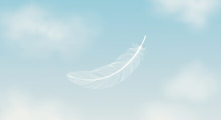 Minimalist Illustration of a Single Feather Floating Down