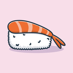 Cute funny Sushi. Vector hand drawn cartoon kawaii character illustration icon. Isolated on purple background.