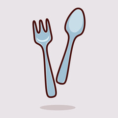 Cute vector illustration of spoon and fork
